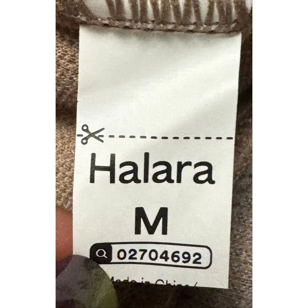 Halara Ribbed Stand Collar Zip Track Jacket Brown Stripe Medium